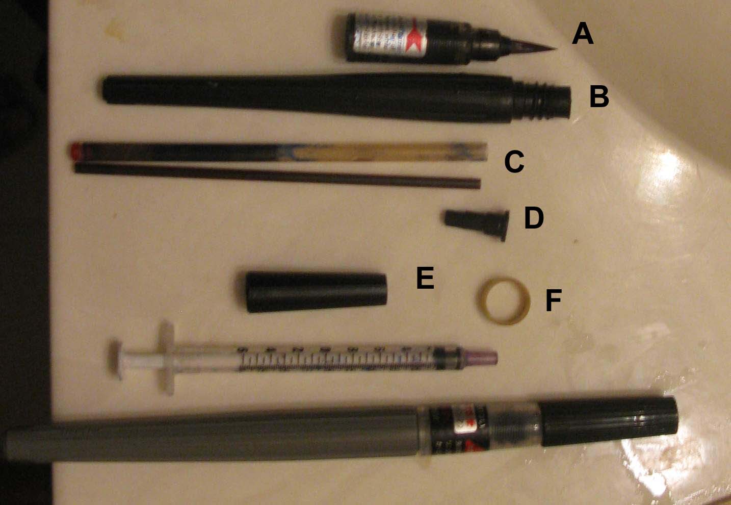 Refilling a Pentel Color Brush Pen
